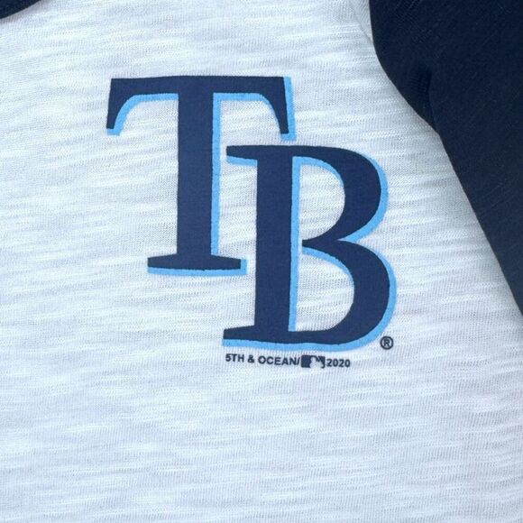 MLB Woman’s Tampa Bay Rays Raglan Baseball Tee Sz M - Picture 3 of 10